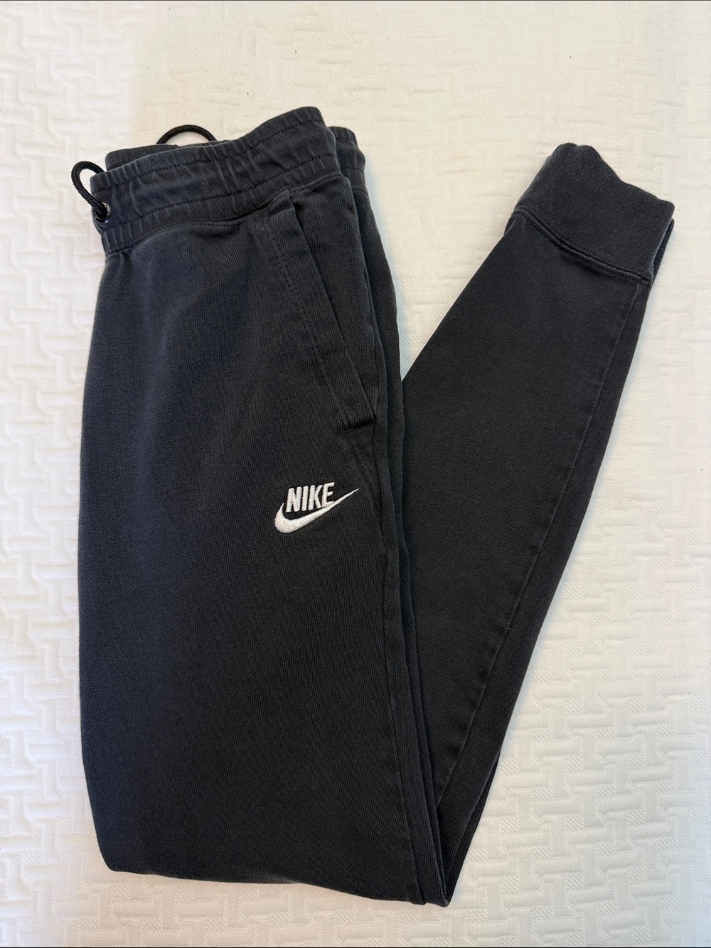 Nike Black Joggers, White Swoosh Logo Size XS